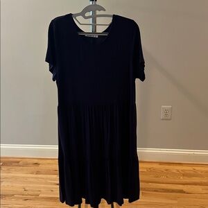Navy Blue XL Tiered Short Sleeve Dress